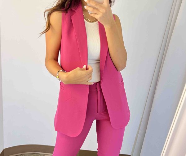 Set Sleeveless Blazer With Pants