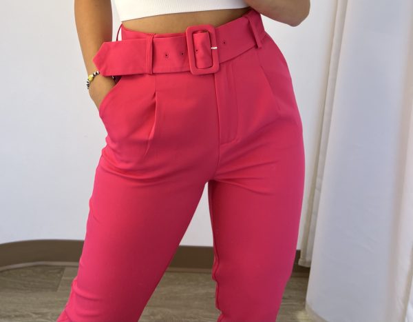 Solid Pants With Belt